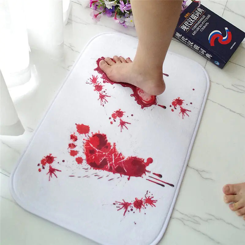 Blood Printed Flannel Bathroom Mat