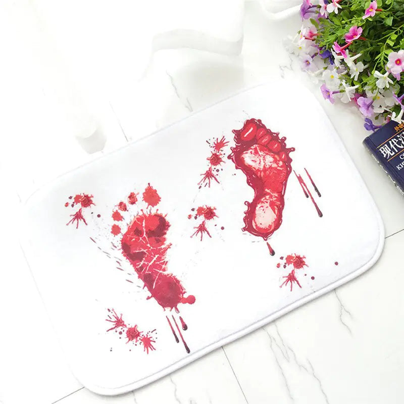 Blood Printed Flannel Bathroom Mat